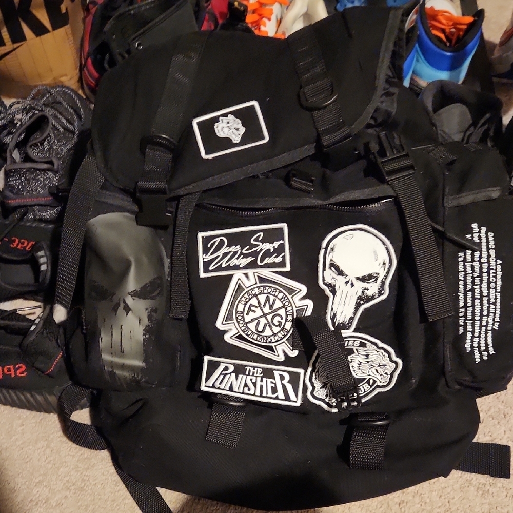 Black Tactical Backpack with Graphic Patches